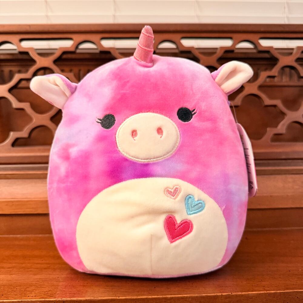 Squishmallows Edden Unicorn Pink Purple Tie Dye Hearts Plush New With Tags